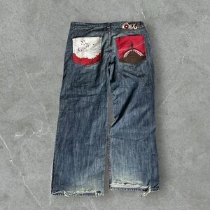 Vintage Coogi‎ Jeans Men 42X33 Blue Y2K Baggy Embroidered Wide Leg Skater Grunge